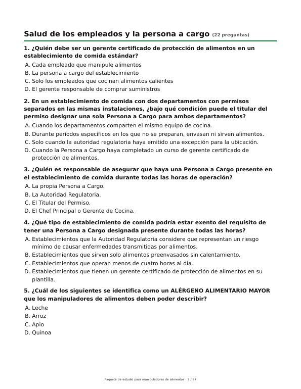 A page of the Spanish pack